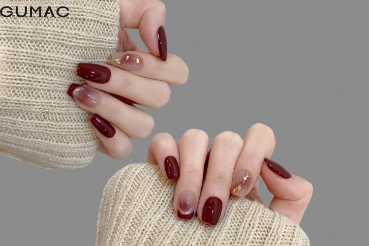 cac mau nail noel dep mau do ruou noi bat